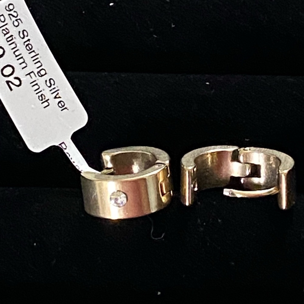 Huggie Hoop Earrings with Stone Accents